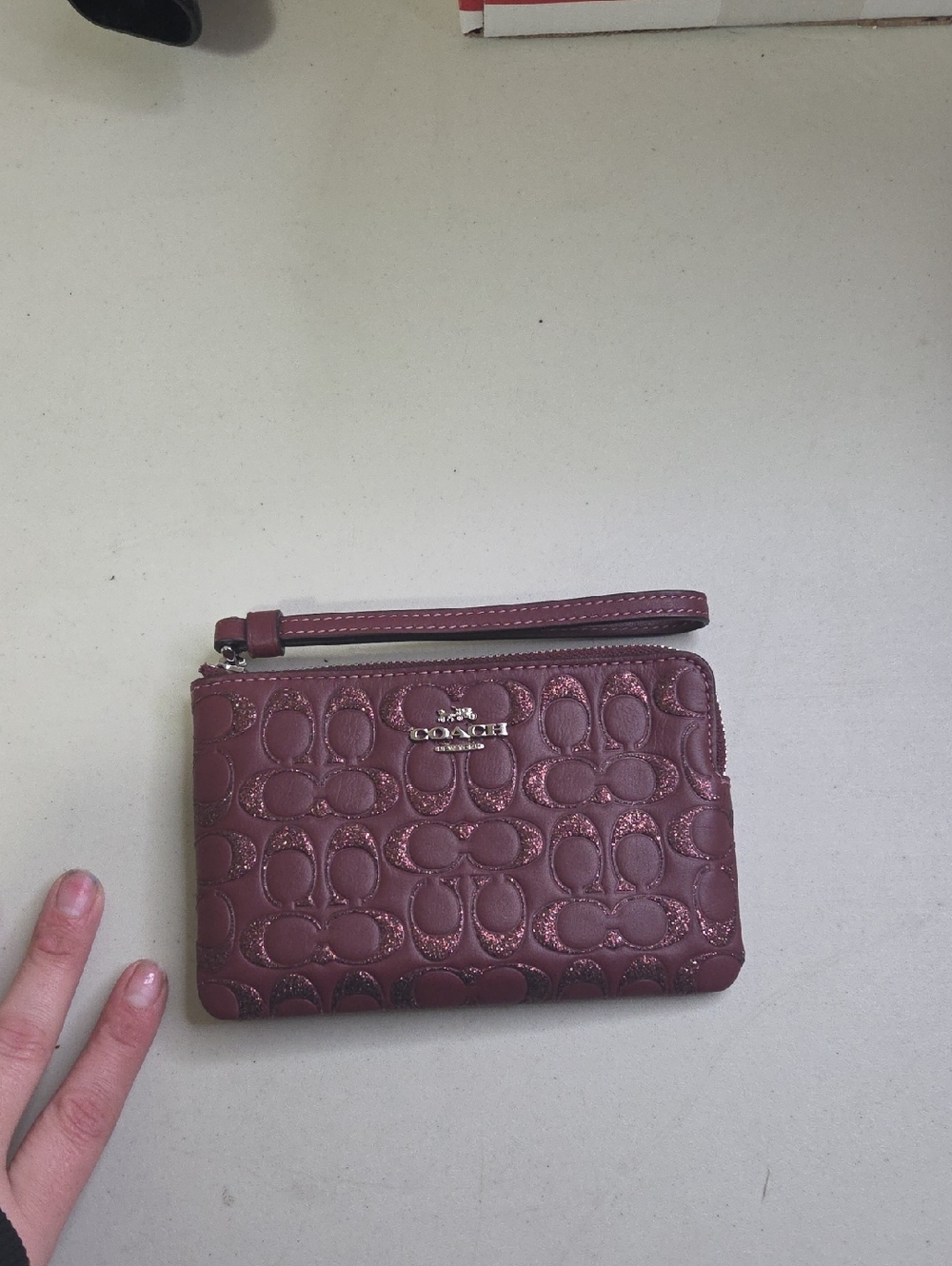 Coach Embossed Signature Wristlet - Burgundy
